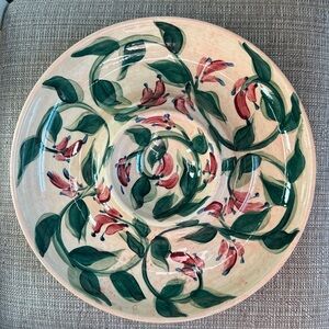 Gail Pittman Vintage Pottery, Floral & Vines Chip & Dip Platter, signed & dated
